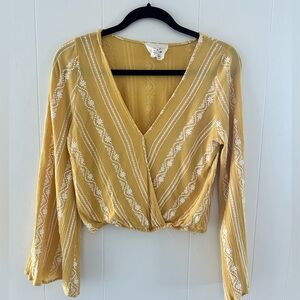 Sadie & Sage gold and white gauze crop top.